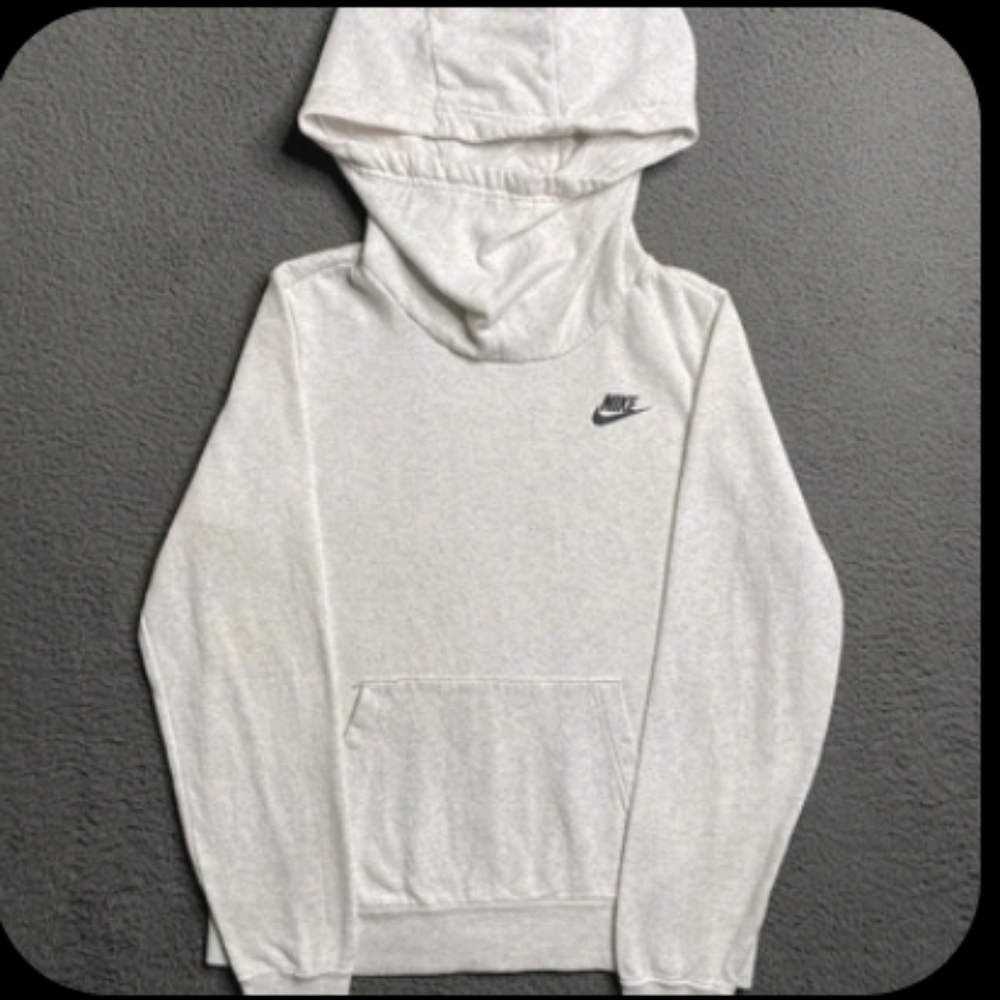 Nike Womens Light Gray White Hoodie Sweater S